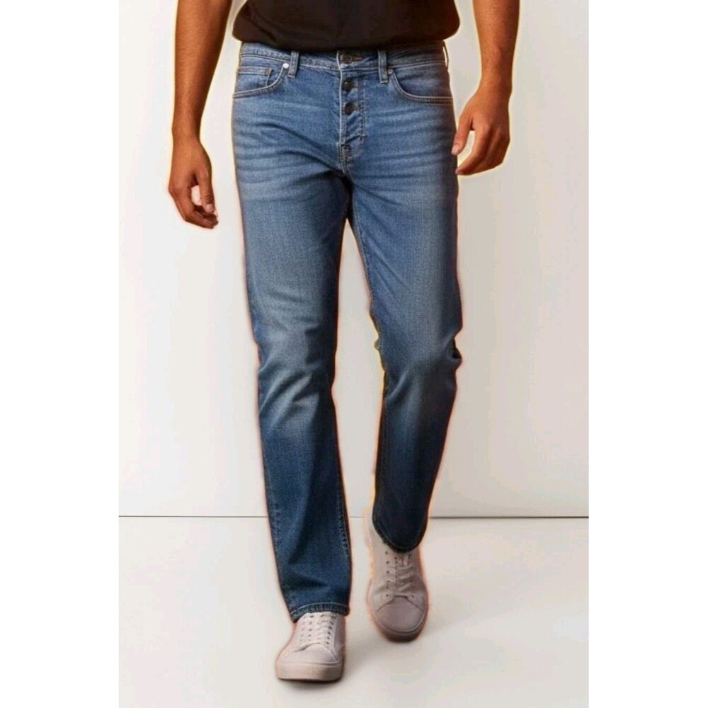7 For All Mankind Rhigby Jeans 34 Blue Straight Leg Button-Fly Premium Denim